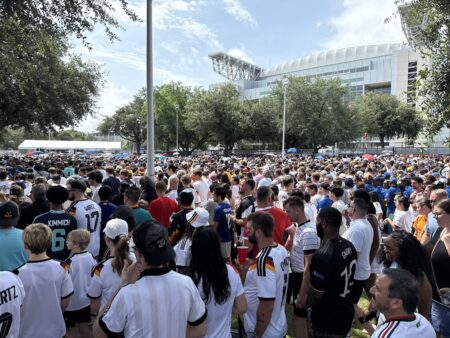 Houston hosts its first World Cup soccer match as rain pours on thousands of fans